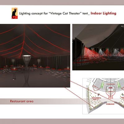 Lighting Concept For “Vintage Cat Theatre“ tent. Indoor Lighting