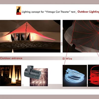 Lighting Concept For “Vintage Cat Theatre“ tent.  Outdoor Lighting
